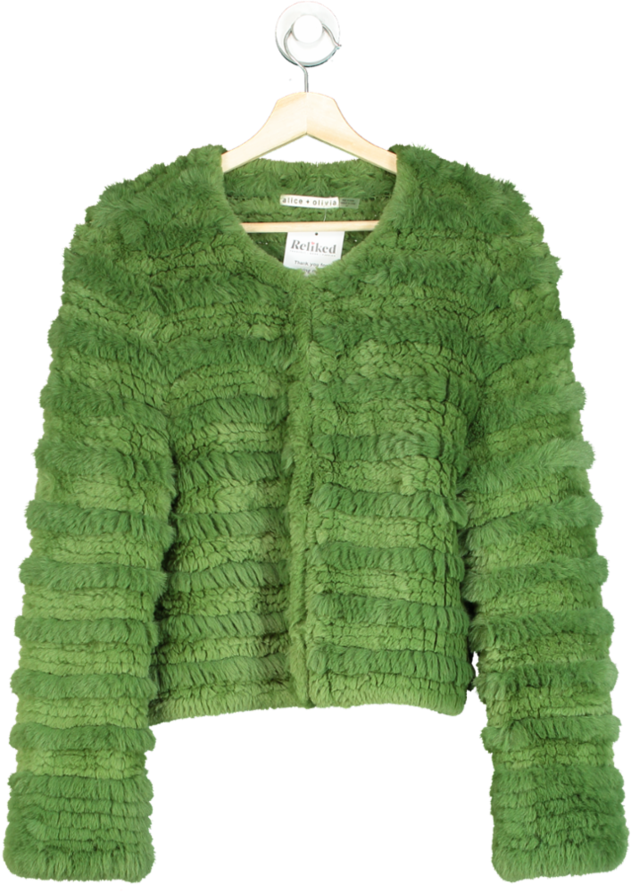 Alice + Olivia Green Faux Fur Jacket UK S
