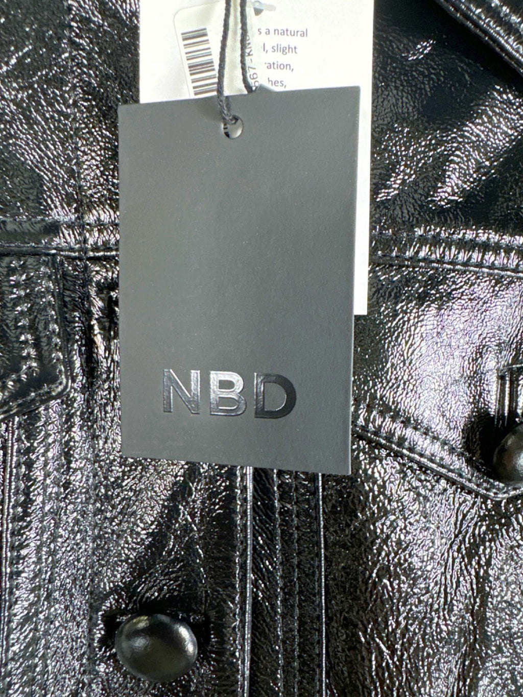 NBD Black Metallic Leather Jacket UK S