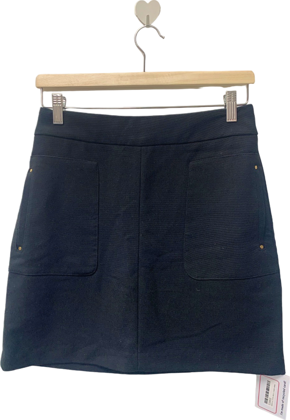 H&M Black Textured Zip-Up Mini Skirt EU 38