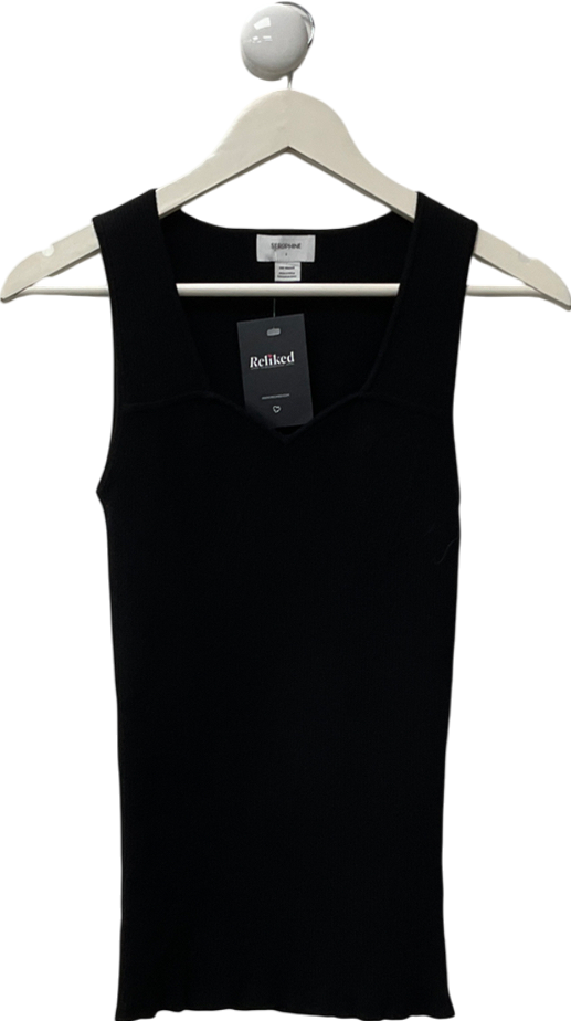 Seraphina Black Knitted Sleeveless V-neck Top UK S