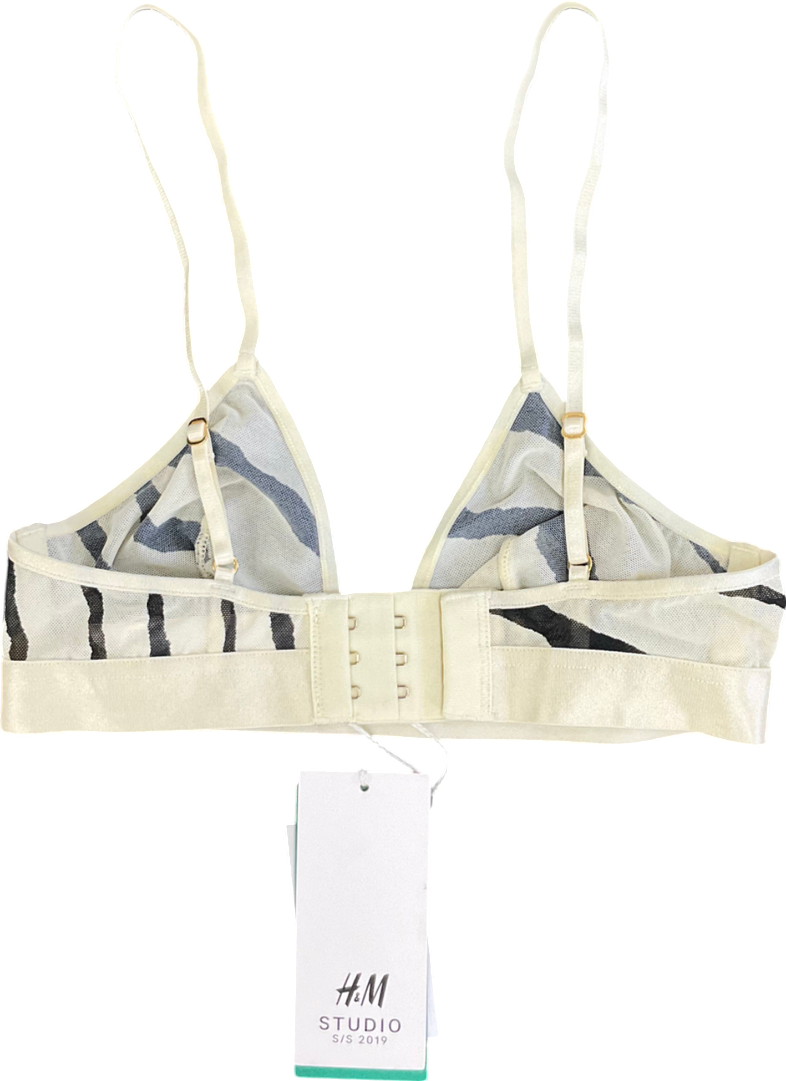 H&M Cream Zebra Mesh Bralette UK 4