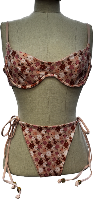 Lounge Underwear 2-piece Pink Floral Underwired Bikini Set UK S