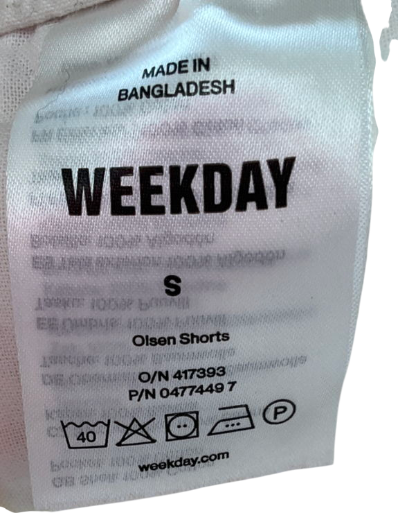 Weekday White Regular Oxford Shorts UK S