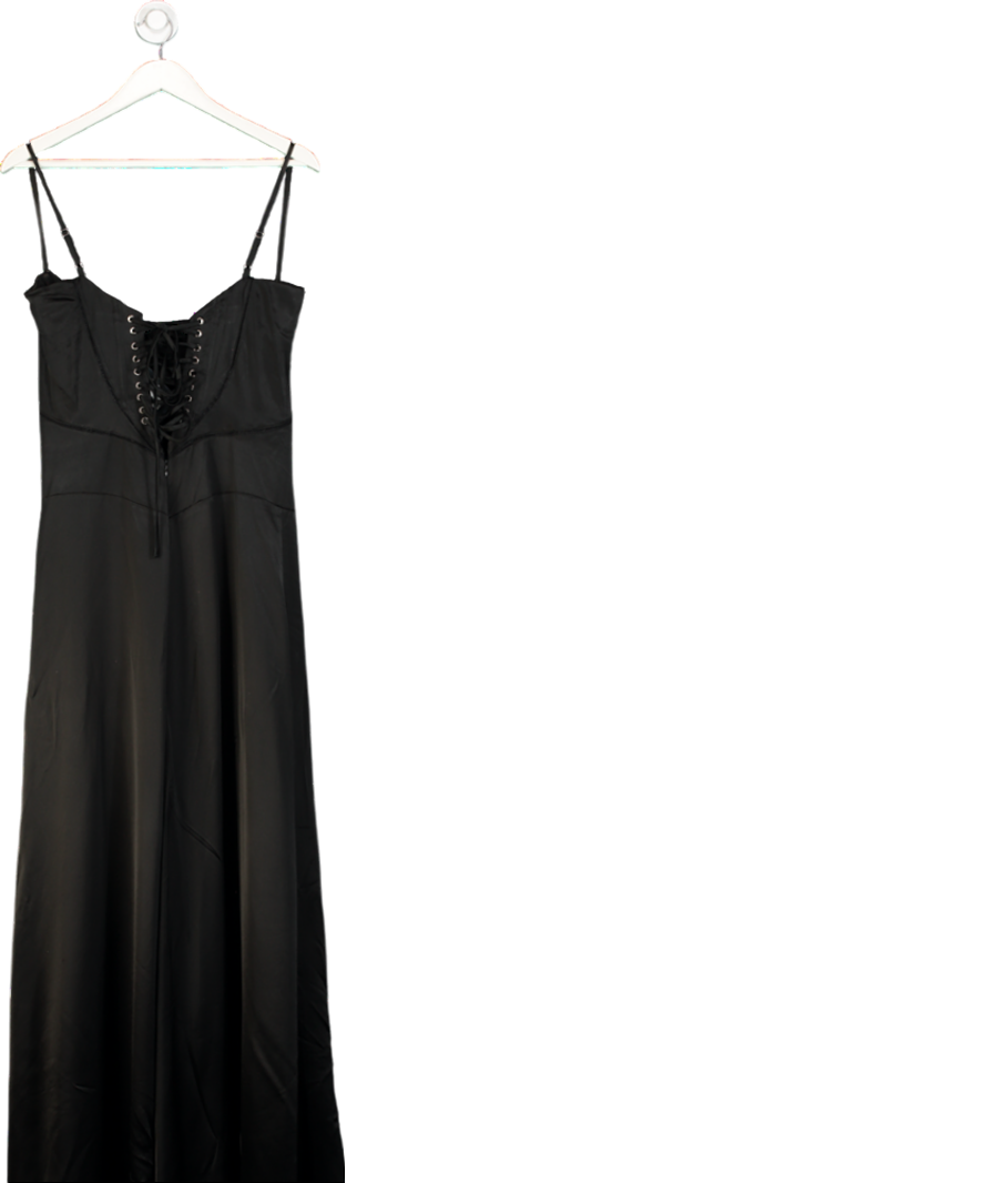 House of CB Black Anabella Satin Maxi Dress Plus Cup UK L