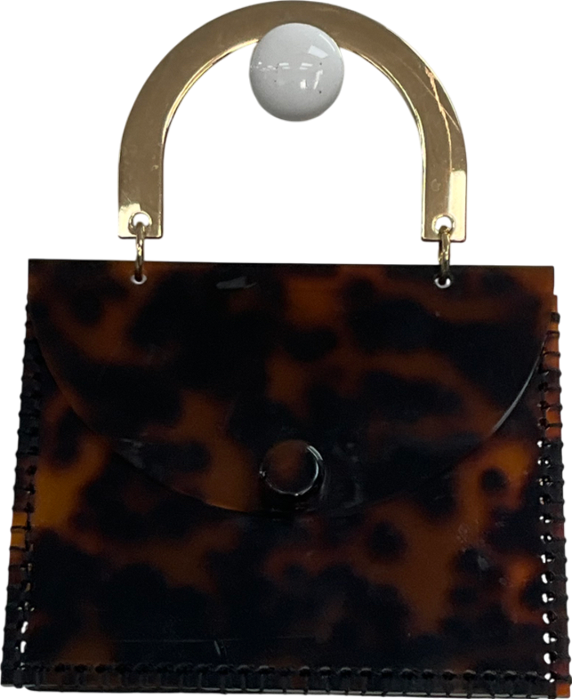 Brown Acrylic Tortoise Shell Style Clutch Bag