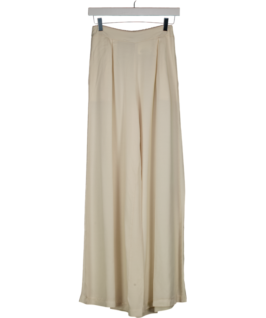 Dixie Cream Wide- Leg Elasticated Waist Band Trousers UK XS
