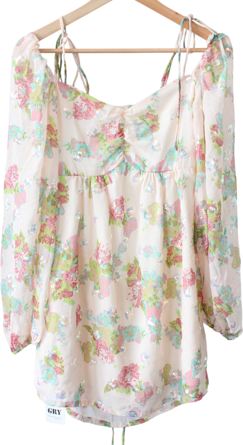 Girls Go Crazy By Jill Pink Floral Embellished Mini Dress UK S