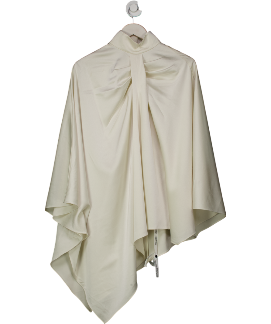 ARRANGE Cream High Neck Drape Cape Top In Oyster One Size