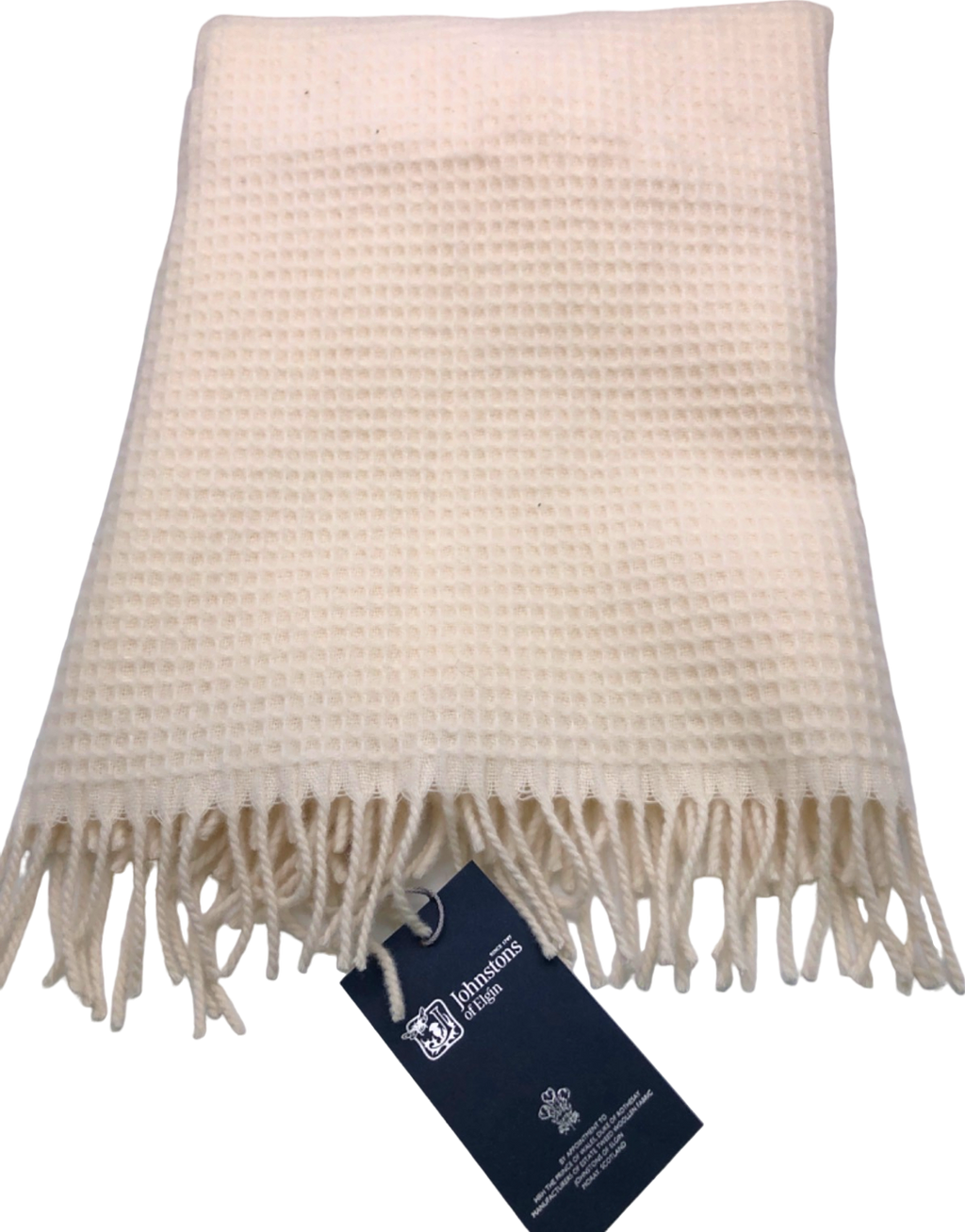 Johnstons of Elgin Cream Waffle Knit Scarf