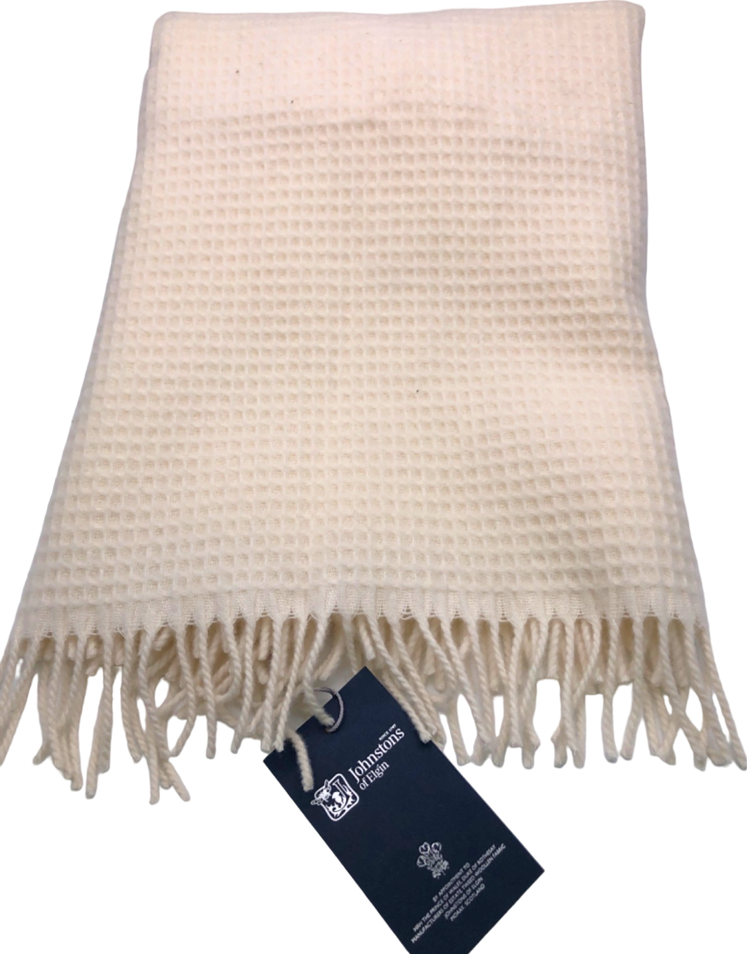 Johnstons of Elgin Cream Waffle Knit Scarf