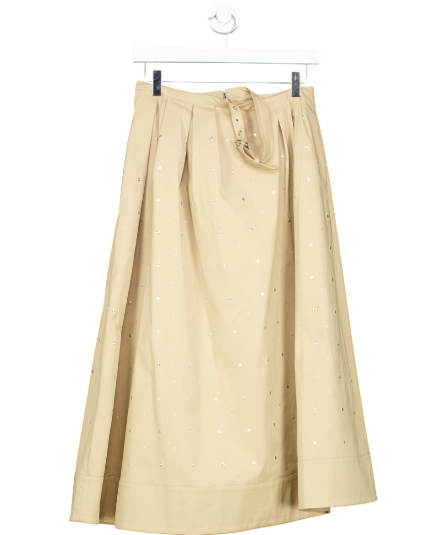 Maje Beige Long Studded Cotton Skirt UK 8