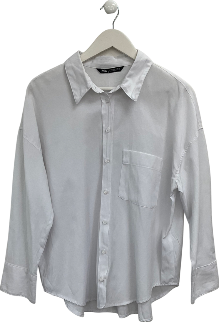 ZARA White Cotton Blend Shirt UK XL