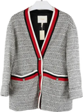 Maje Black / Ivory / Red Visala Tweed Boucle Jacket Fr36 UK 8