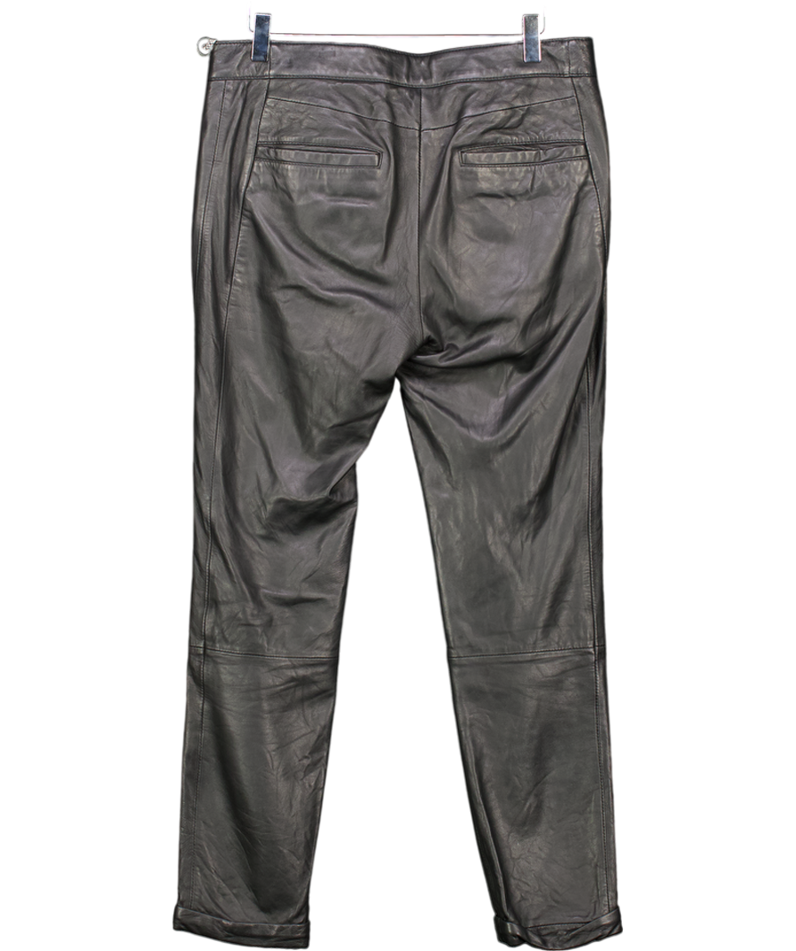 DAY BIRGER ET MIKKELSEN Tapered Black Real Leather Trousers Fr36 UK 8