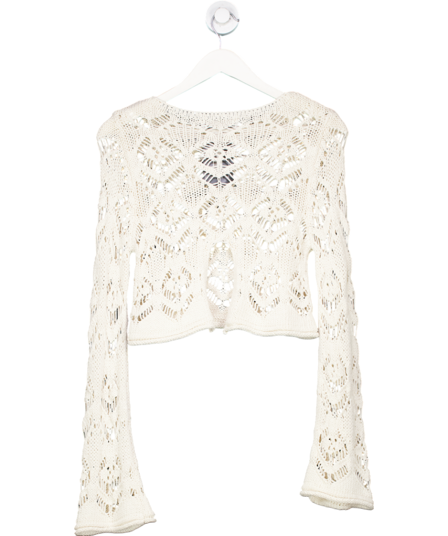 ZARA Beige Crochet Flared Arms, Backless Top UK S