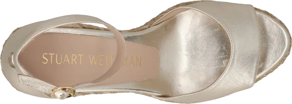 STUART WEITZMAN Metallic Gold Platform Wedge Espadrille Sandals UK 7.5 EU 40.5