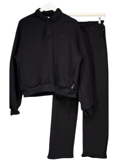 The Couture Club Black 2-piece Laundered Classics Polo Sweatshirt & Joggers UK M