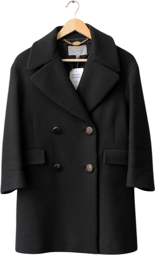 MULBERRY Black Luxury  Double Breasted Pea Coat UK 6