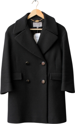 MULBERRY Black Luxury  Double Breasted Pea Coat UK 6