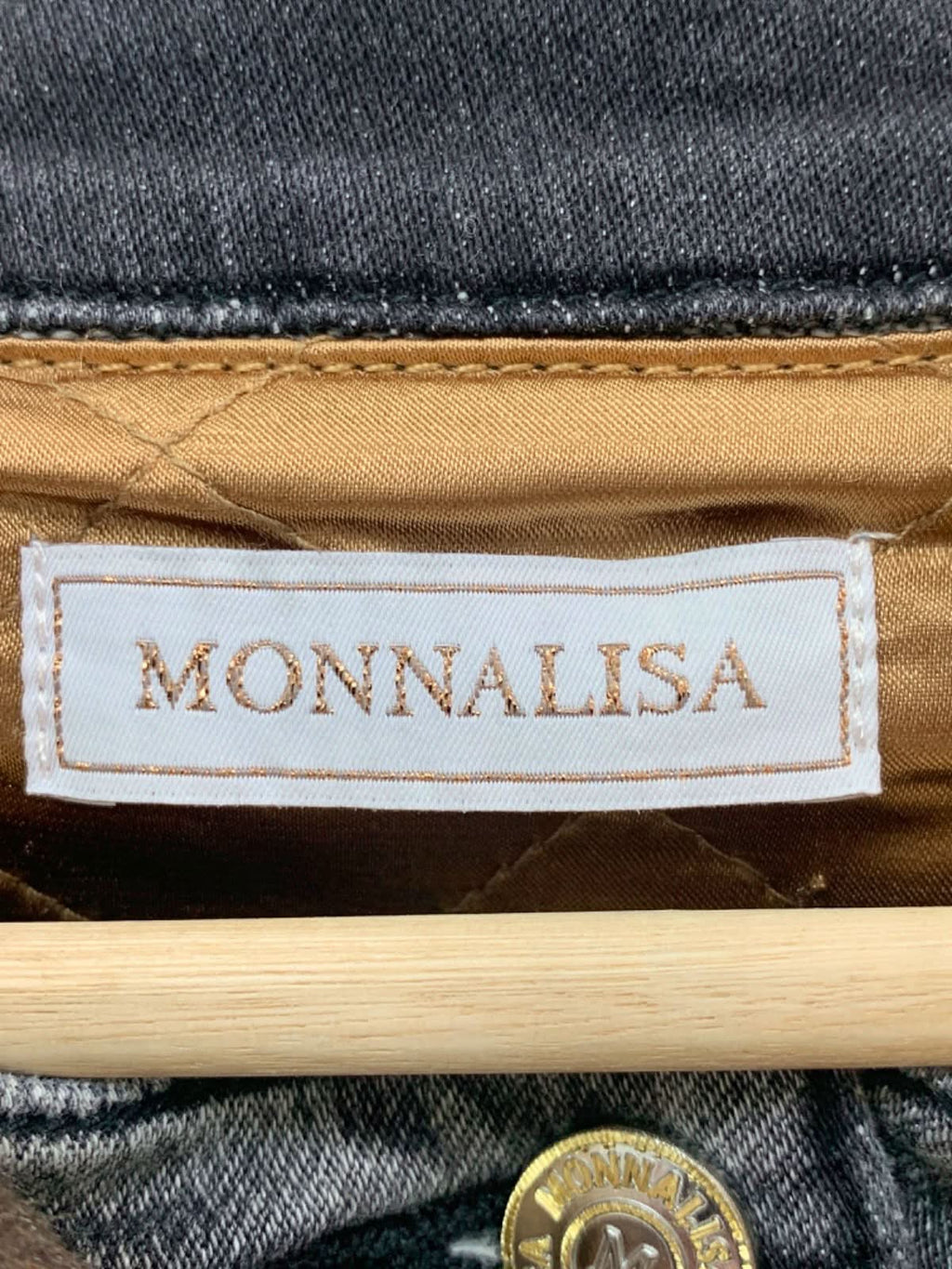 Monnalisa Grey Denim Jacket with Leopard Print Fur Collar SZ  140cm 10 years