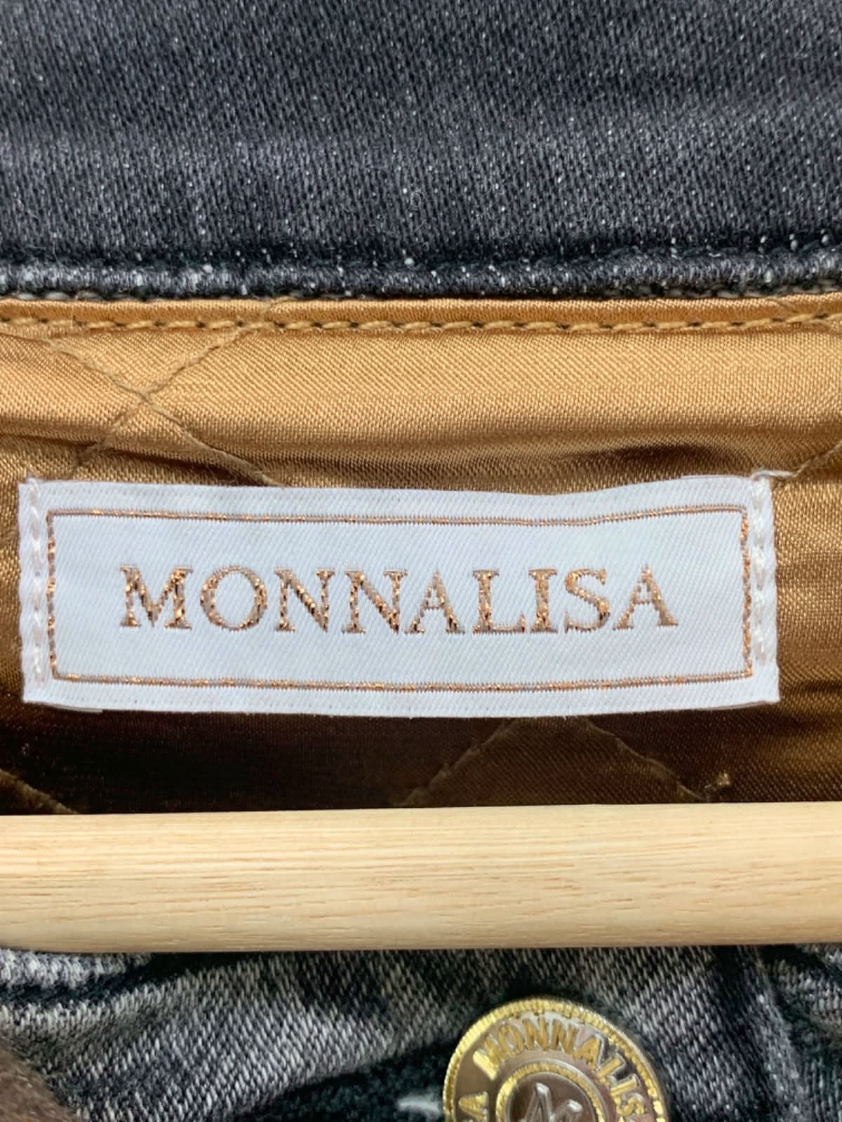 Monnalisa Grey Denim Jacket with Leopard Print Fur Collar SZ  140cm 10 years