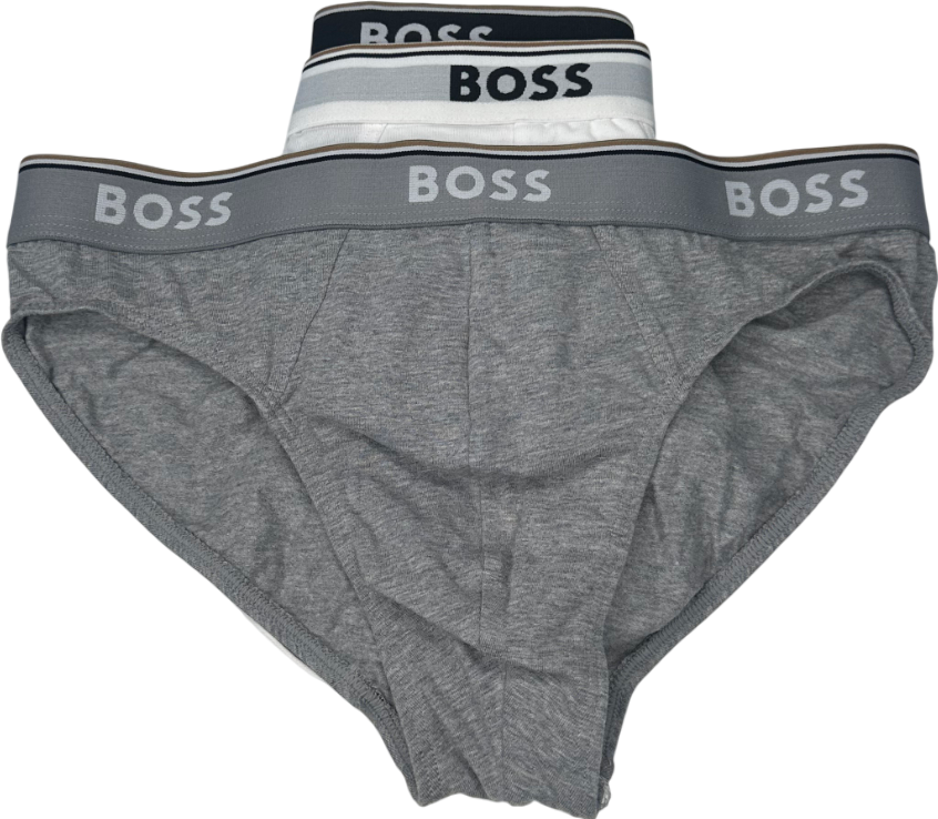 BOSS Multicoloured Three-pack Of Stretch-cotton Briefs With Logo Waistbands UK M