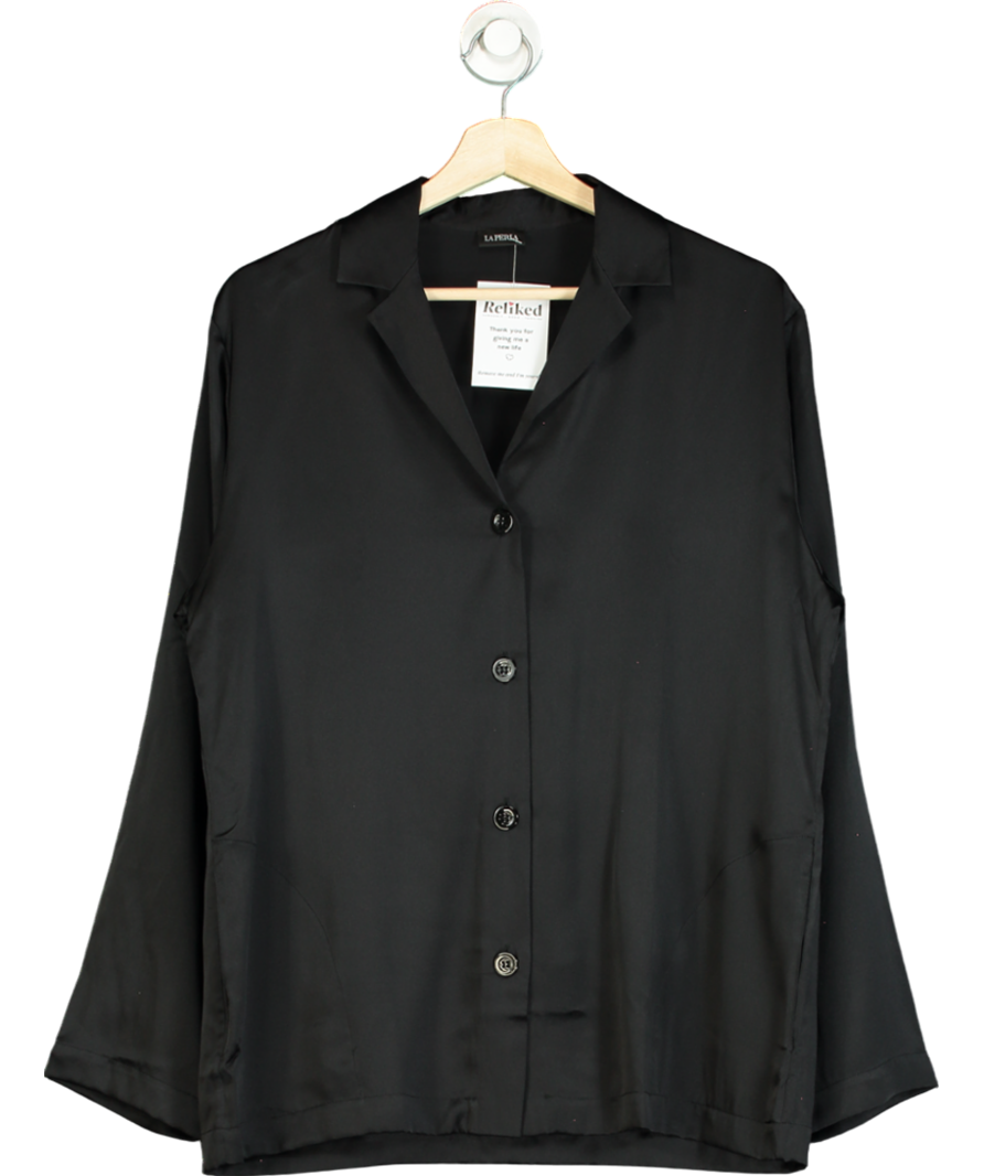 La Perla Black Silk Pyjama Shirt UK 14