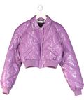 Rotate Birger Christensen Purple Cropped Faux Croc-effect Leather Bomber Jacket UK 6