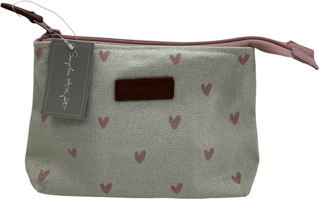Sophie Allport Beige Heart Canvas Makeup Bag Small One Size