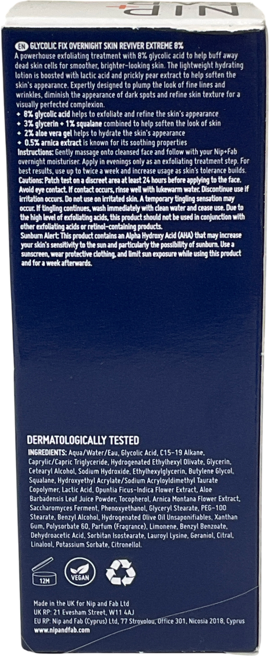Nip+Fab Glycolic Fix Overnight Skin Reviver Extreme 8% 45ml