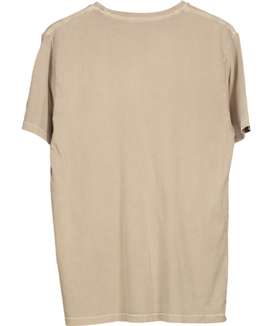 AllSaints Beige Ossage Crew Neck Ramskull T-shirt UK L