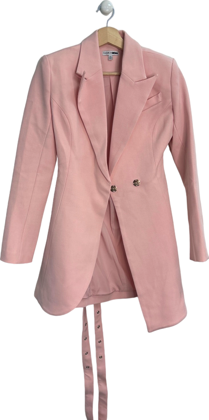 Fashion Nova Pink Belted Tailored Blazer XS