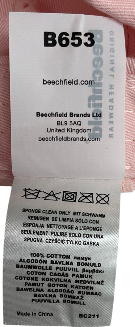 Beechfield Pink Faux Suede 6 Panel Cap One Size