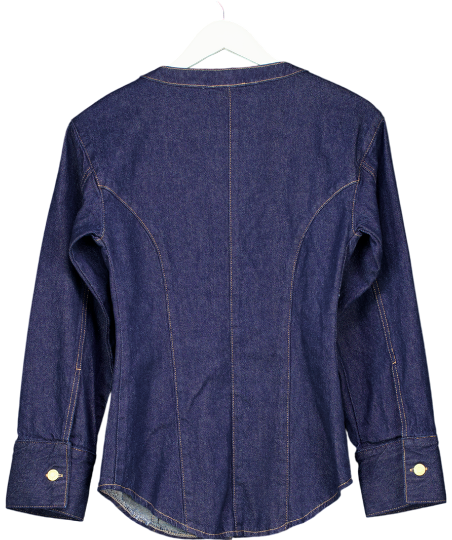 ASOS Blue Collarless V Neck Denim Shirt UK 8