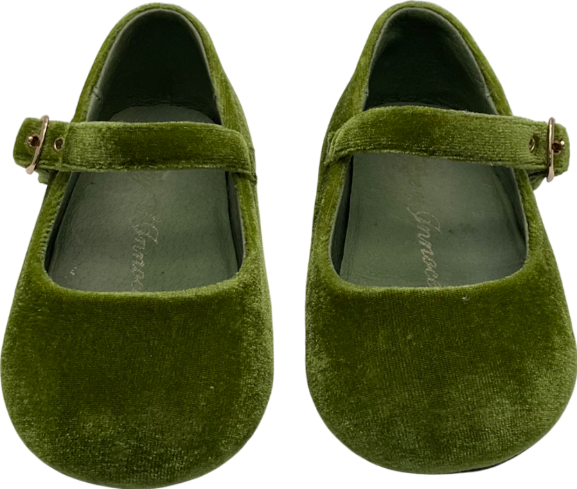 Age of Innocence Green Eva Velvet Ballerina Shoes UK 7 EU 24 👼