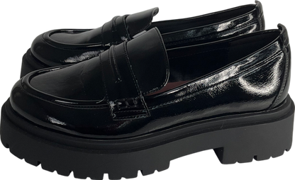 Next Black Patent Forever Comfort® Chunky Loafers UK 4 EU 37 👠