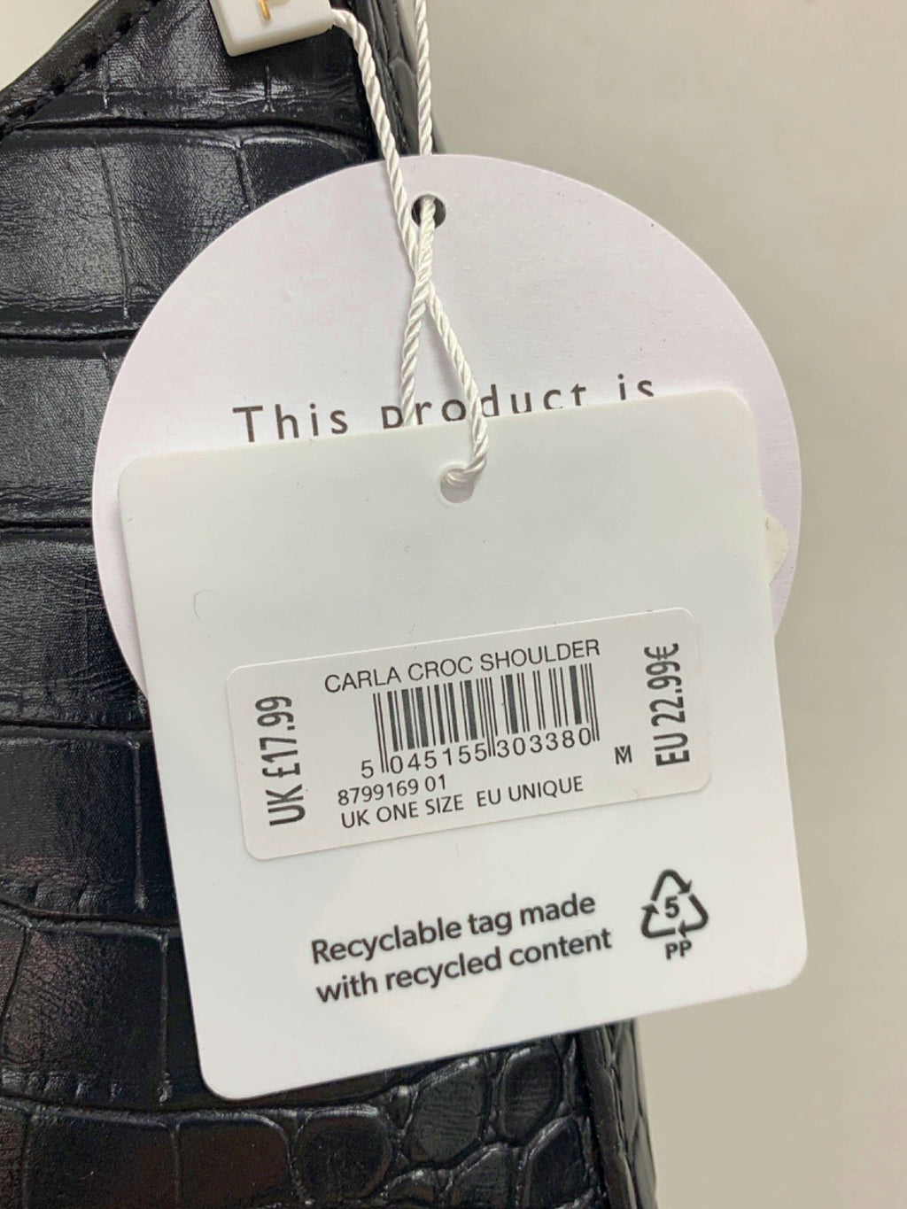 New Look Black Carla Croc Shoulder Bag One Size