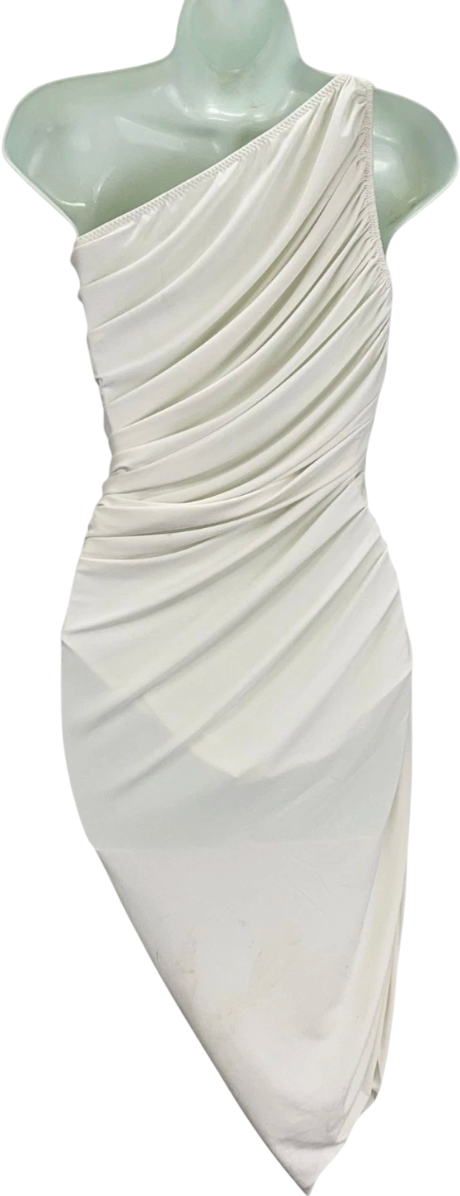 Norma Kamali White Diana Asymmetric Diana Dress UK XS