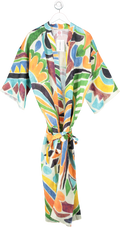 Oliz Multicoloured Royal Whim Linen Kimono One Size