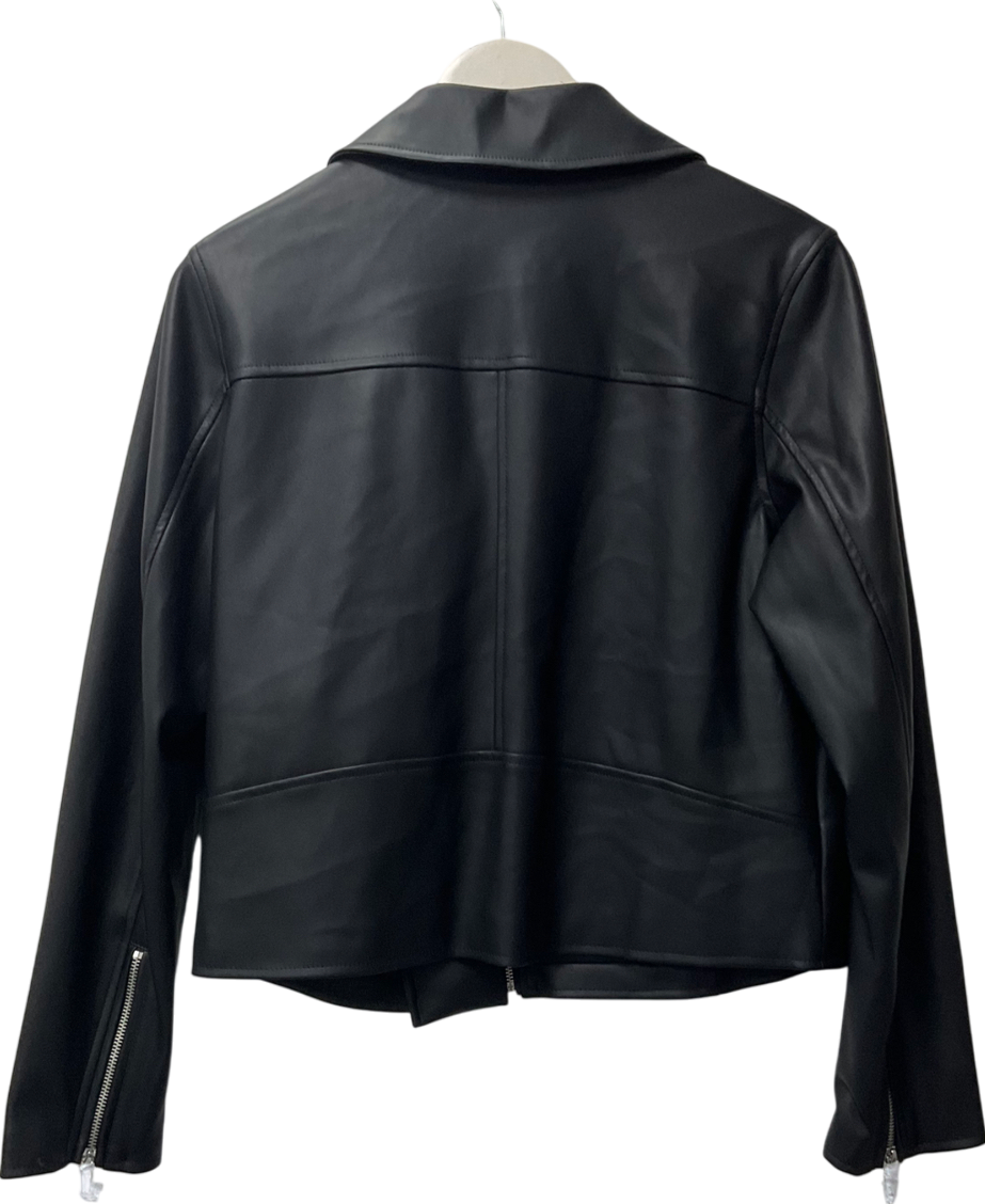 Next Black Faux Leather Biker Jacket UK 10