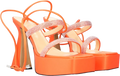 MACH & MACH Sandals - Devon Orange Crystal Embellished Platform Heel UK 5 EU 38