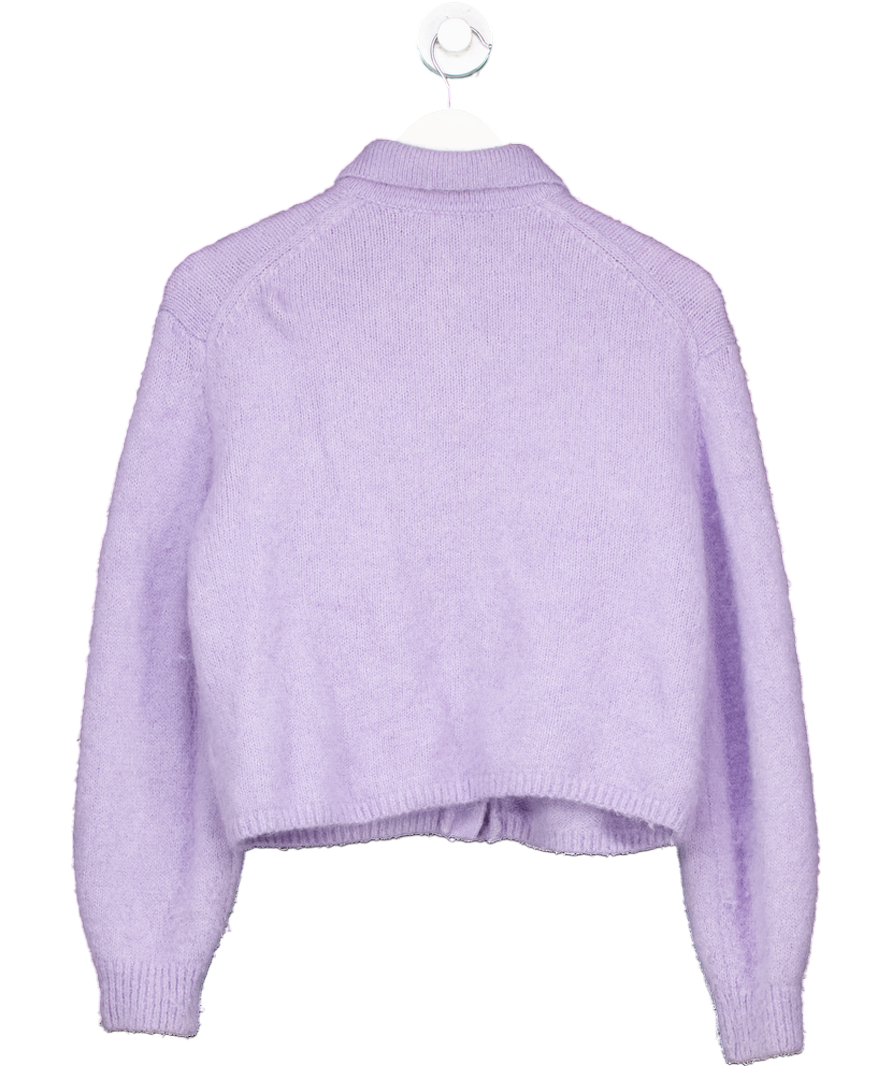 & Other Stories Purple Wool Blend Tortoise Button Cardigan UK M
