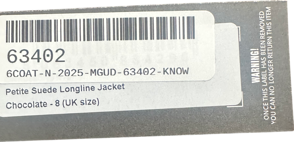 PrettyLittleThing Brown Petite Chocolate Faux Suede Longline Blazer UK 8