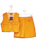 Network Orange Tweed Waistcoat Top And Mini Skirt Set UK XS