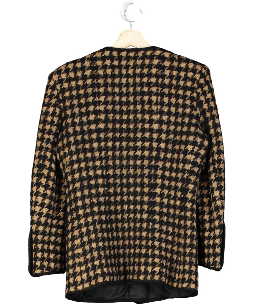 Chanel Camel/ Black Houndstooth Tweed Wool Jacket with: Perfume Bottle gold buttons UK S