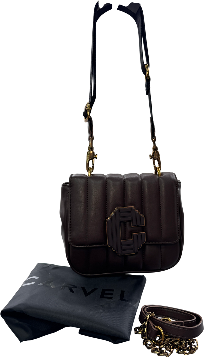 Carvela Chocolate Brown Signature C Quilt Bag With Shoulder Strap