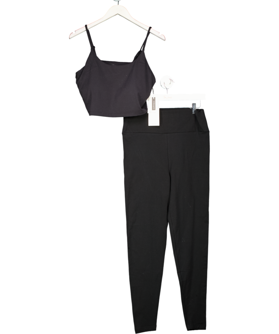 Lovall Black Revitalise High Waisted Leggings And Sports Bra Set UK 18