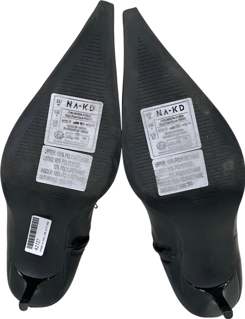 NA-KD Black Sharp Fitted Boots UK 7 EU 40 👠