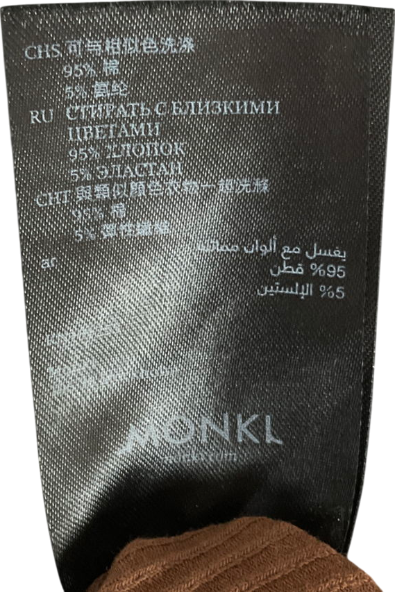 monkl Collard Brown Polo Crop Top UK XS