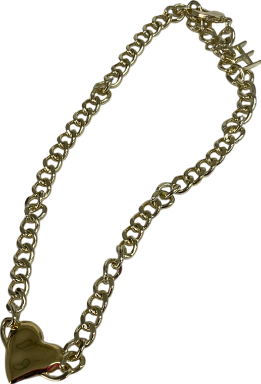 Metallic Black Heart Pendant Necklace One Size